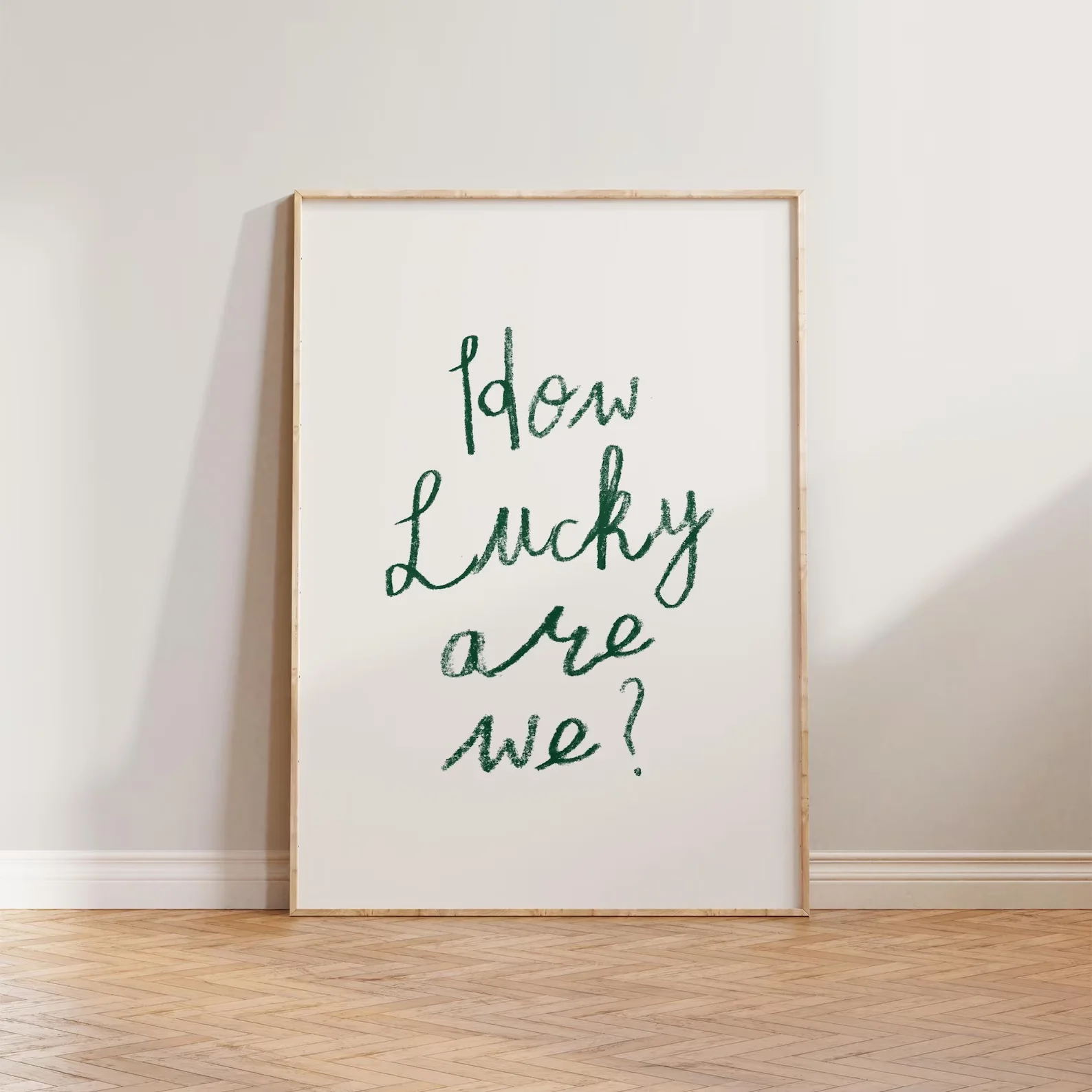 (No frame)Living Room Wall Art, How Lucky Are We Print, Handwritten Inspirational Quote Print, Bedroom Prints, Retro Wall Art