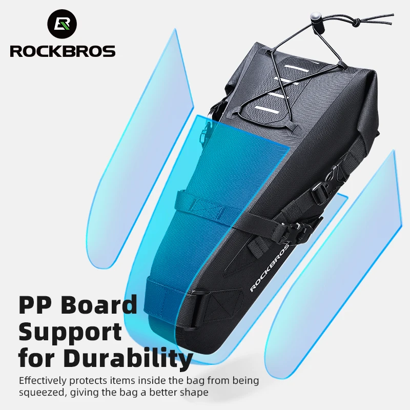 ROCKBROS Bicycle Saddle Bag Waterproof Expandable 3L Large Capacity Storage Bike Seat Rear Bag MTB Cycling Bag Bike Accessories