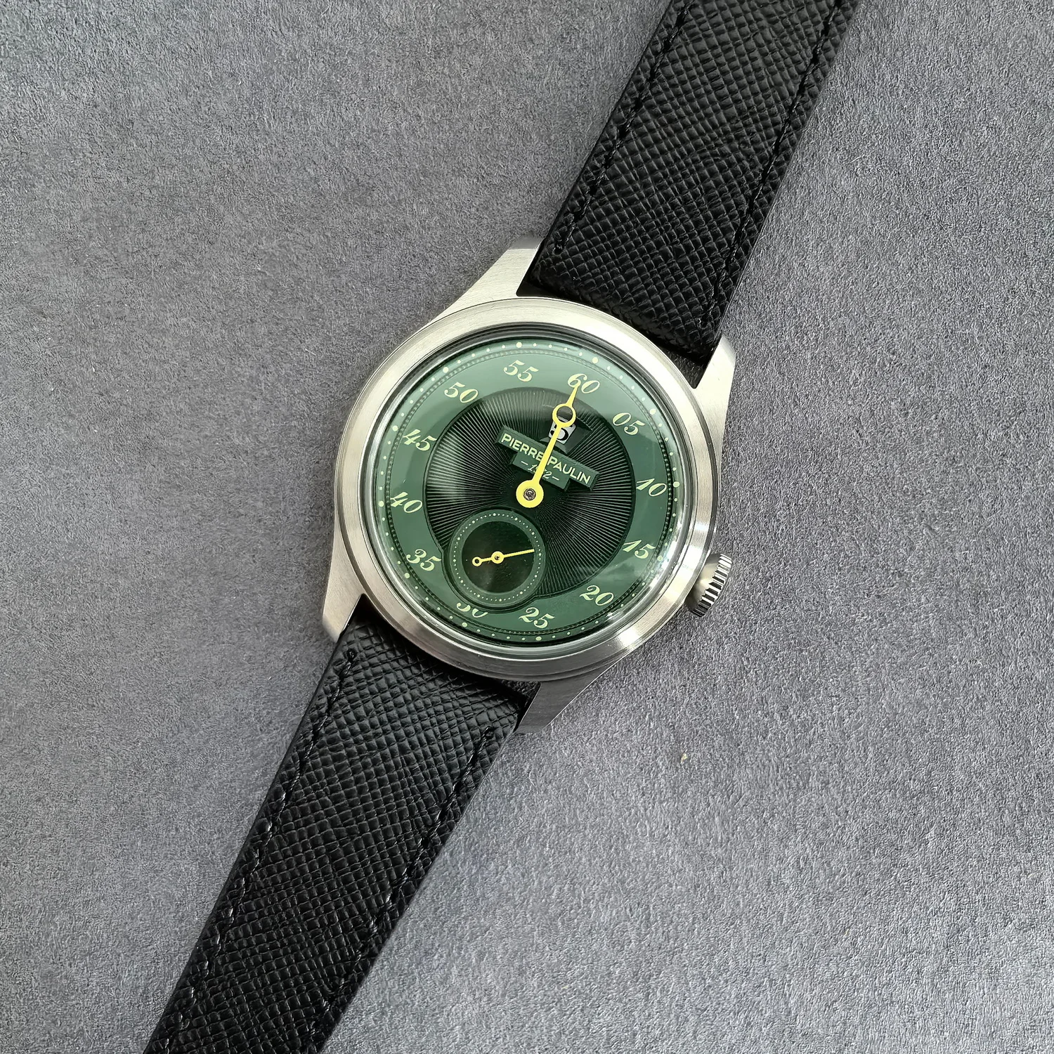 بيير بولين ساعة أوتوماتيكية للرجال 38 مللي متر ساعة اليد الميكانيكية ساعة اليد الياقوت مرآة ST17 Mov الاتصال الهاتفي الأخضر