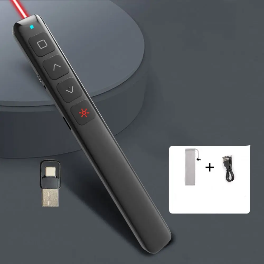 Red Light Wireless Presentation Clicker 2.4GHz Hyperlink Presenter Remote Controller USB Receiver /Bluetooth Multi-Function