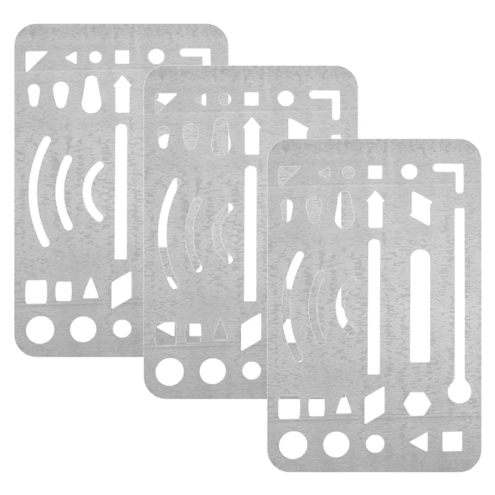 3 Pcs Stainless Steel Wipe Pictures Erasing Shield Multipurpose Metal Eraser Drawing Template Tool