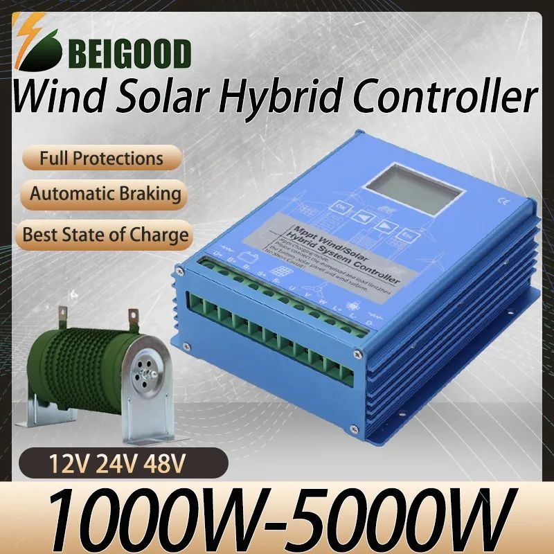 Homeuse 6000w 3000W 5000W MPPT Hybrid Controller 12V 24V 48V Auto With WIFI and Dump Load,LED Display For Wind Turbine