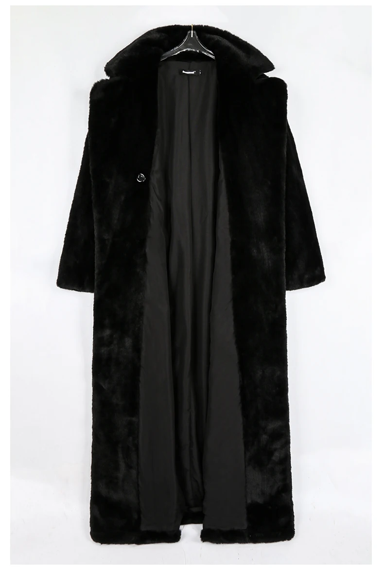 Nerazzurri Winter Extra Long Purple Black Thick Warm Soft Fluffy Faux Fur Coat Women Sashes Double Breasted Furry Overcoat 2022