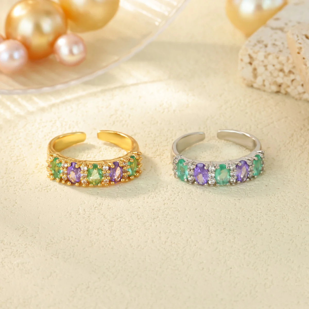 

Luxurious colored zircon Rings For Women Girls Adjustable Charm Stainless SteelFinger Ring Jewelry Birthday Gift New Trend 202