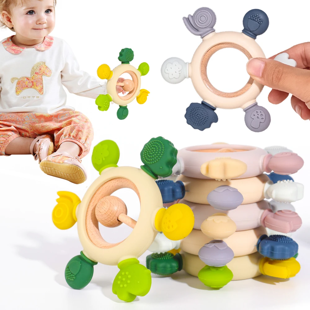 Forest Pattern Gutta Percha 0-3-year-old Baby Grinding Stick Toy Baby Silicone Can Chew Comfort Toys To Prevent Eating Props