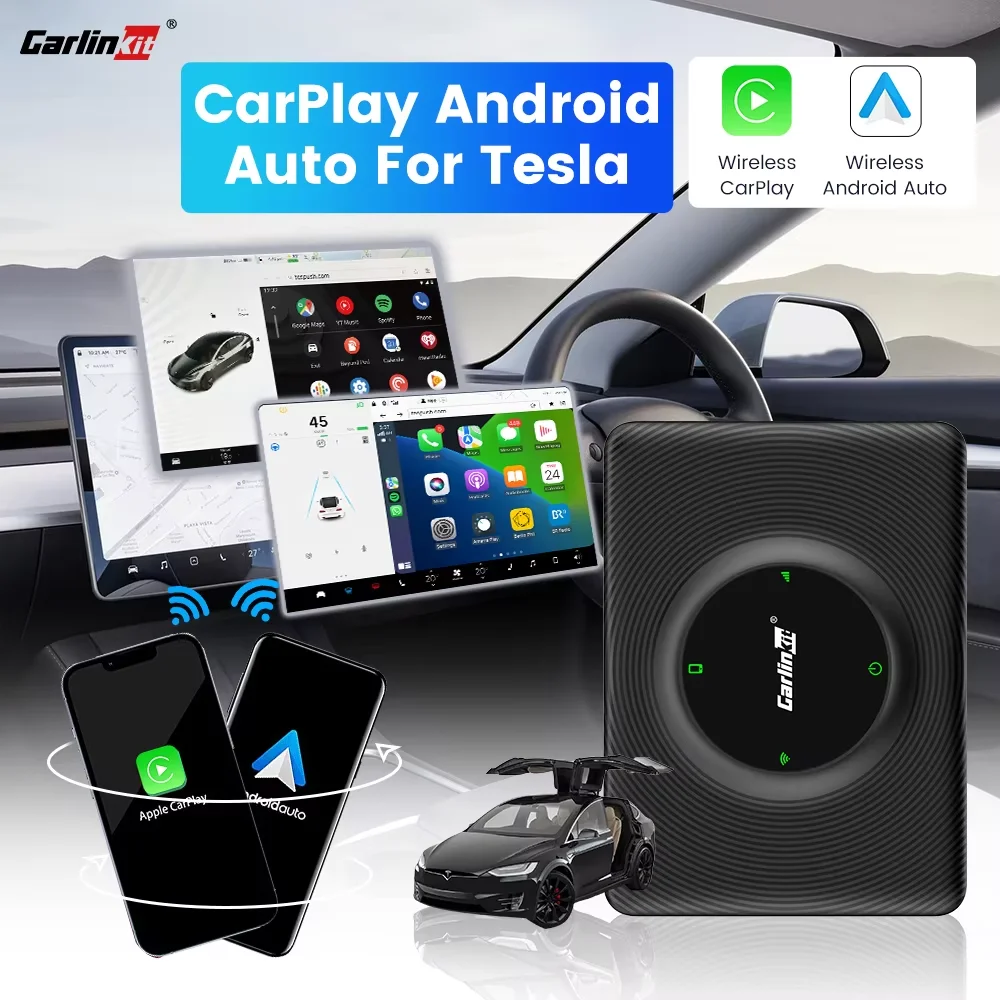 

CarlinKit T2C Design для обновления Tesla Wireless CarPlay Android Auto для модели 3 Model Y X 5 ГГц WiFi CarPlay Ai Box Spotify Waze