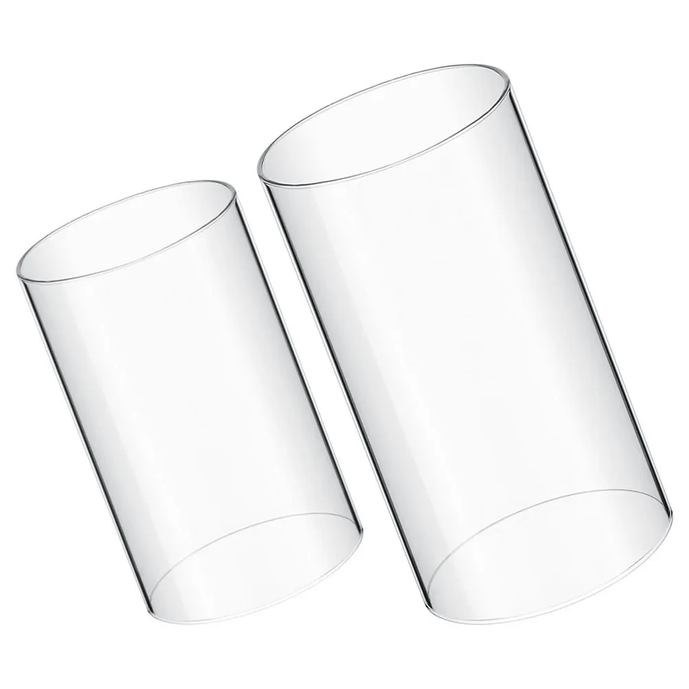 2Pcs Clear Glass Cylinders Windproof Decorative Shades for Home and Dining Room Covers Decorative Glass Shades