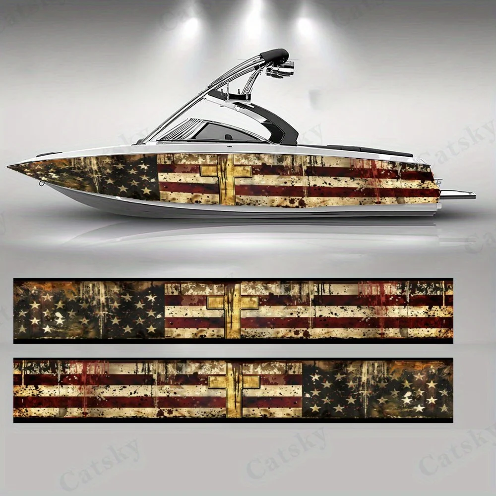 Vintage Cross Boat sticker vinyl ship pontoon deck Boat fishing decorative pontoon boats decal