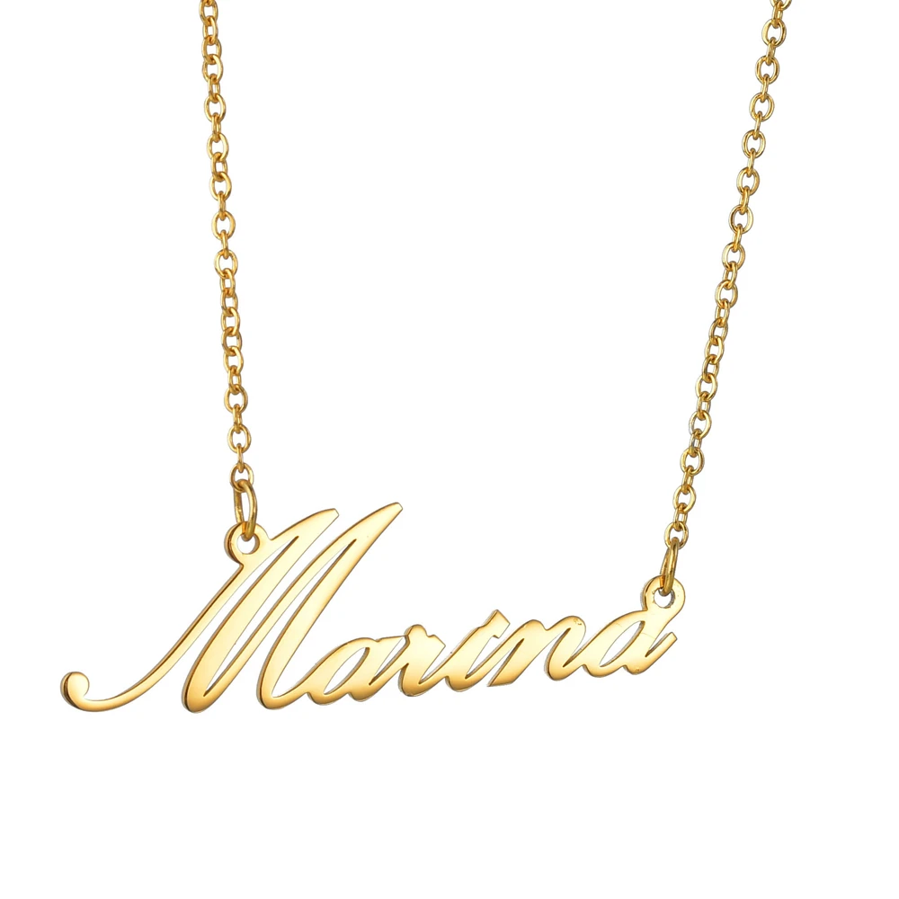 UZone Personalized Custom Name Necklace Gold Color Customized Nameplate Stainless Steel Choker Necklaces For Women Anniversary