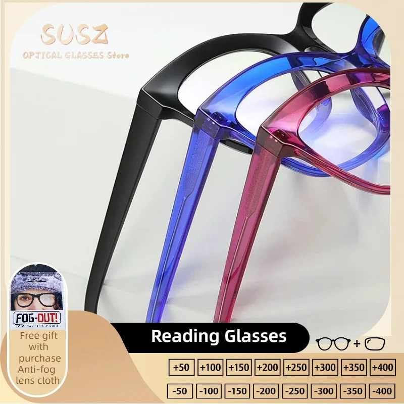 

SUSZ Reading Glasses Fashion Colorful TR90 Round Myopia Eyewear Hyperopia Anti Blue Light Progressive Photochromic Eyeglasses