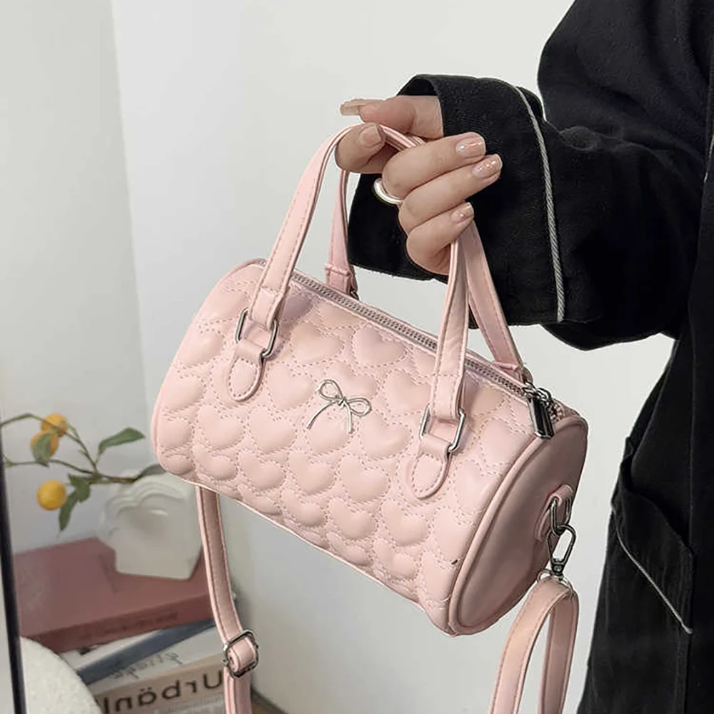 

Love Embroidery Thread Small Bag for Women Barrel Shaped Hand-held Crossbody Bags Korean Style Versatile Commuter Shoulder Bag