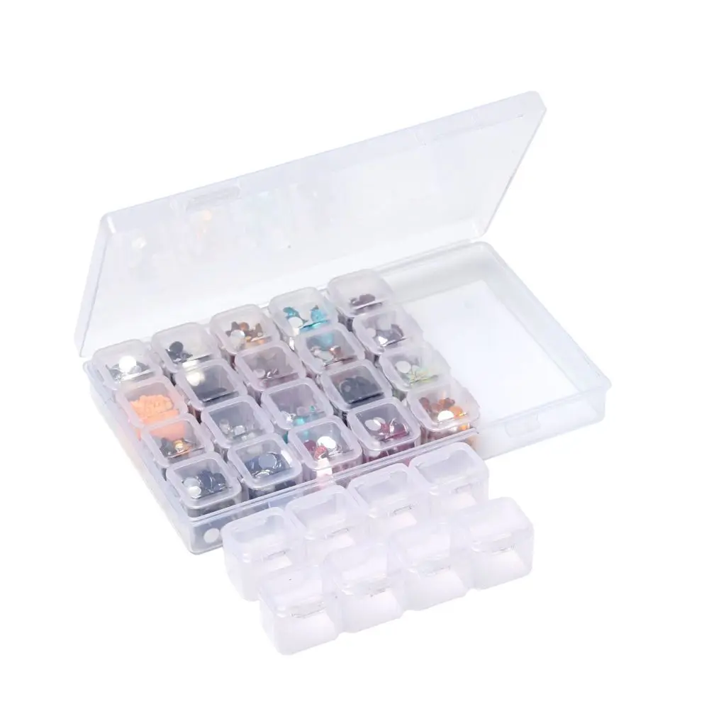 Double Sealed Removable Pill Case Empty Diamond Rhinestone Organizer Plastic Storage Box Nail Art Accessories Beads Container