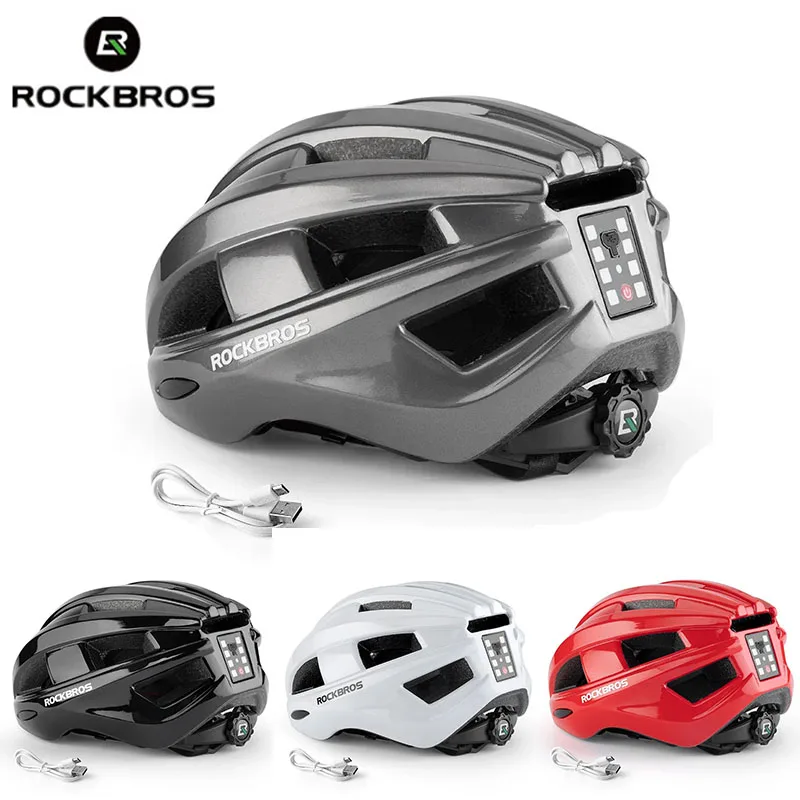 ROCKBROS Bike Helmet With Rear Light MTB Road USB Warning Cycling Helmet EPS PC Intergrally molded Safety Bicycle Light Helmet