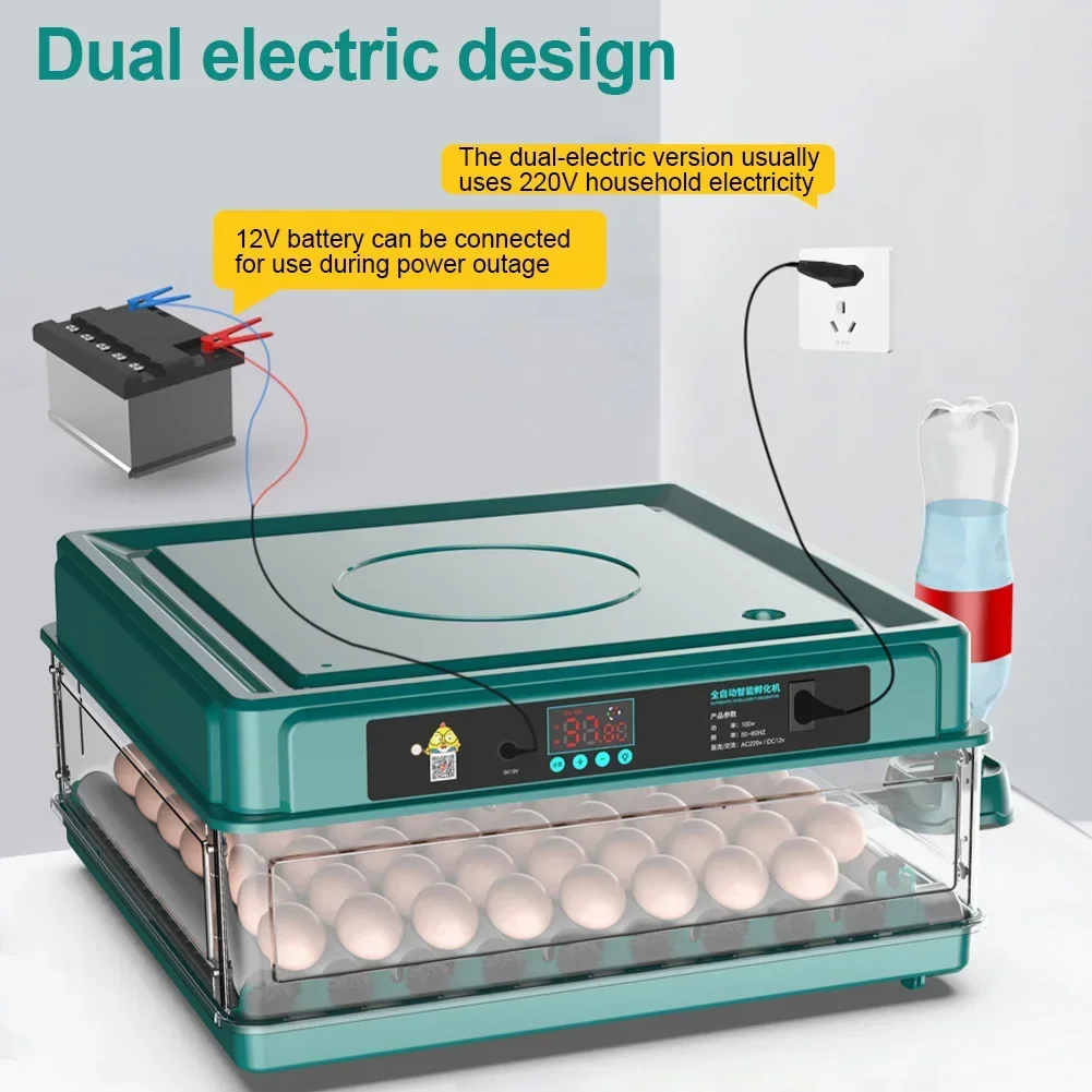 6/12 Eggs Incubator Fully Automatic Turning Hatching Brooder Farm Bird Quail Chicken Poultry Farm Hatcher Turner Incubation Tool
