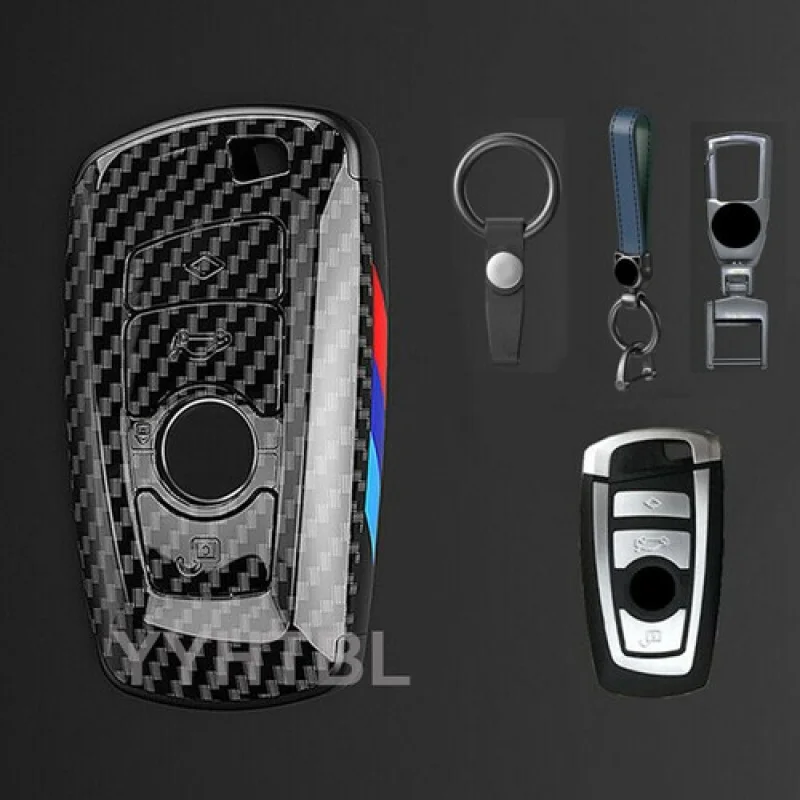 

A+ Carbon Fiber Car Remote Key Fob Case Cover Shell For BMW 1 2 3 4 5 6 7 Series