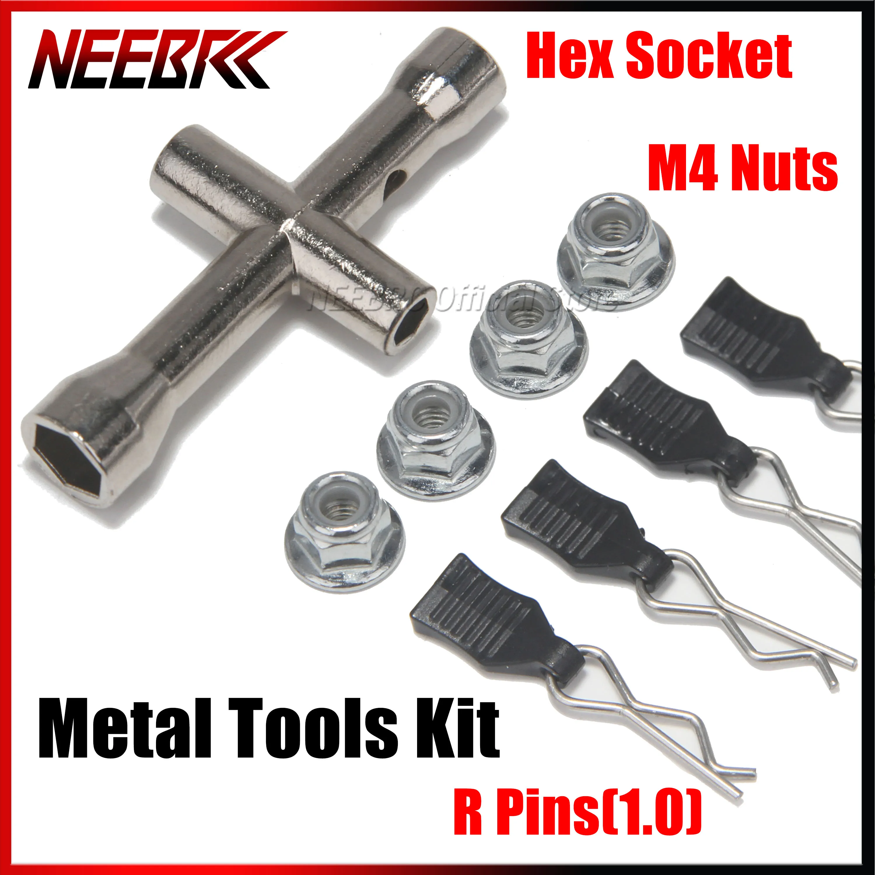 Kit di strumenti in metallo per auto RC Presa esagonale Fibbia per guscio per auto Perni R Set di dadi M4 per accessori per parti cingolate per camion modello RC