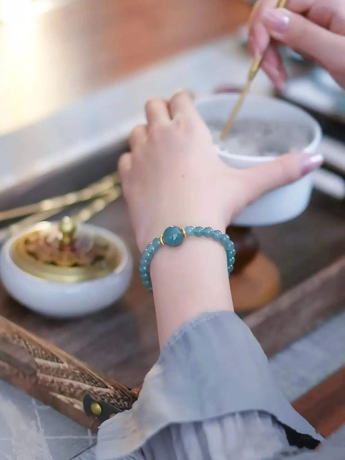 

Оригинальный синий водный нефрит, халцедон, браслет с высоким льдом, Hetian, белый нефрит, счастливая бусина, ниша, женский амулет со знаком зодиака, ювелирные изделия