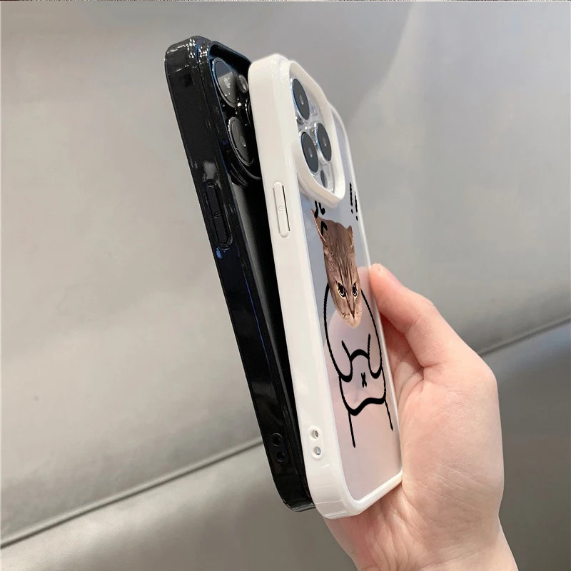 Funny Meme Cartoon Cat Phone Case for iPhone 16 17 15 14 11 12 13 Pro Max 16E Air X XR XS 7 8 Plus SE 2022 TPU Shockproof Cover view 6