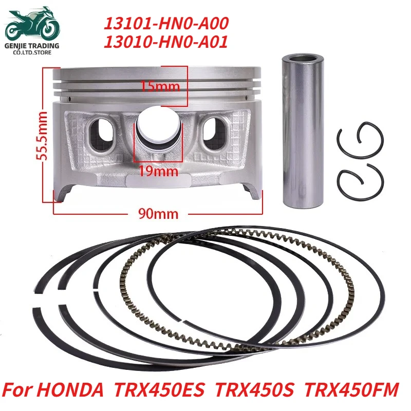 

90mm Motorcycle Piston and Piston Rings Kits for Honda TRX450ES TRX450S TRX450FE FOURTRAX FORMAN 1998-2004 TRX 450 13101-HN0-A00