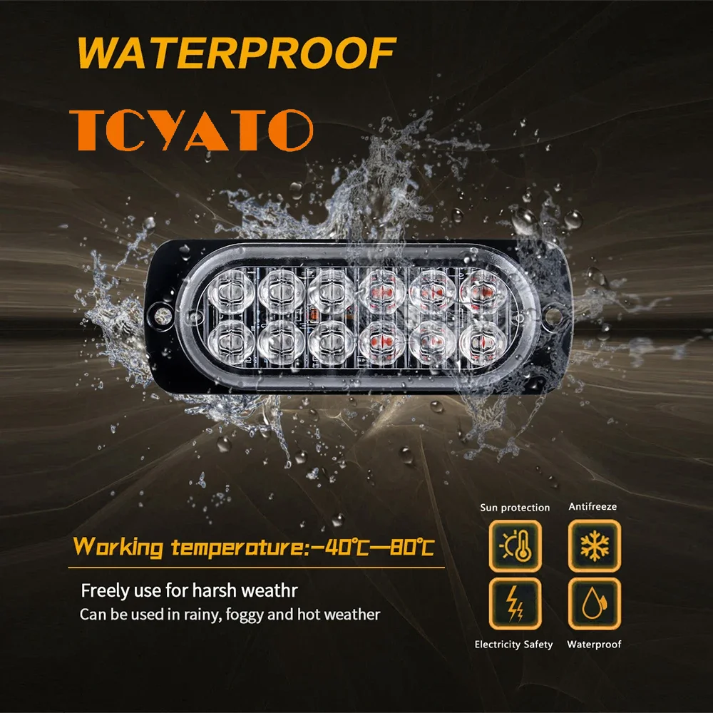 

TCYATO 1PCS 12LED ultra-thin flashing light truck truck 12-24V body side warning light