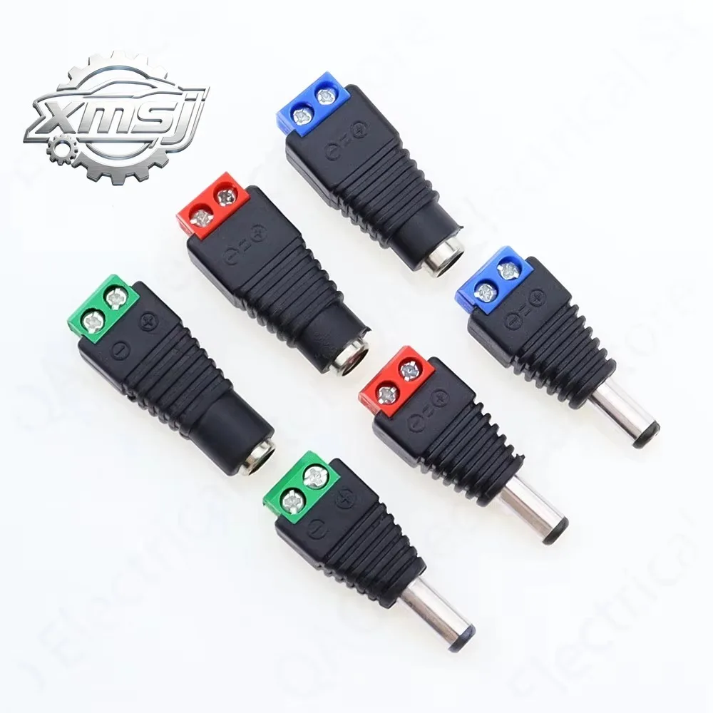 

5 Juegos de 5 uds. Macho + 5 uds. Hembra 12V 2,1 MM x 5,5 DC, enchufe de alimentación, Audio AUX, Conector de soldadura gratis