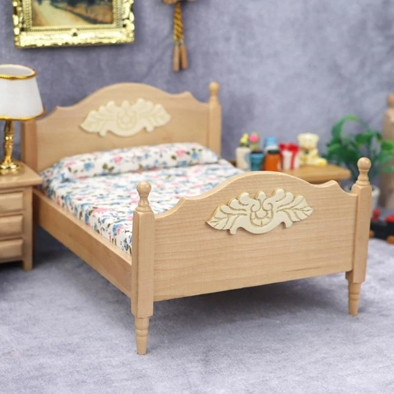ミニチュアドールハウスベッドシミュレーション家具ベッド素敵な家具ダブルベッド 15UB