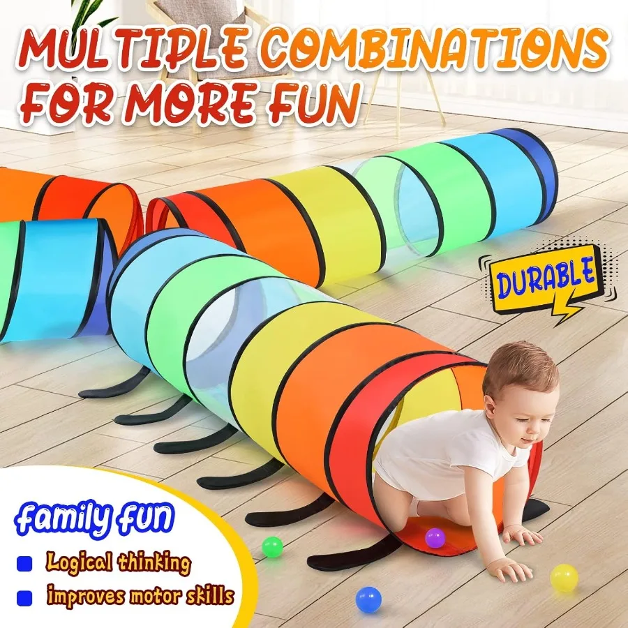Barraca de túnel infantil para crianças, pacote de 2 brinquedos de túnel pop up coloridos para bebês ou animais de estimação, presente dobrável para meninos e meninas