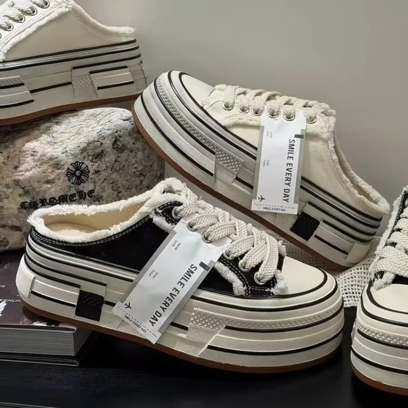 

Canvas Shoes Women Platform Sneakers New Ins Tide Korean Version Casual Female White Lace Up Skateboard