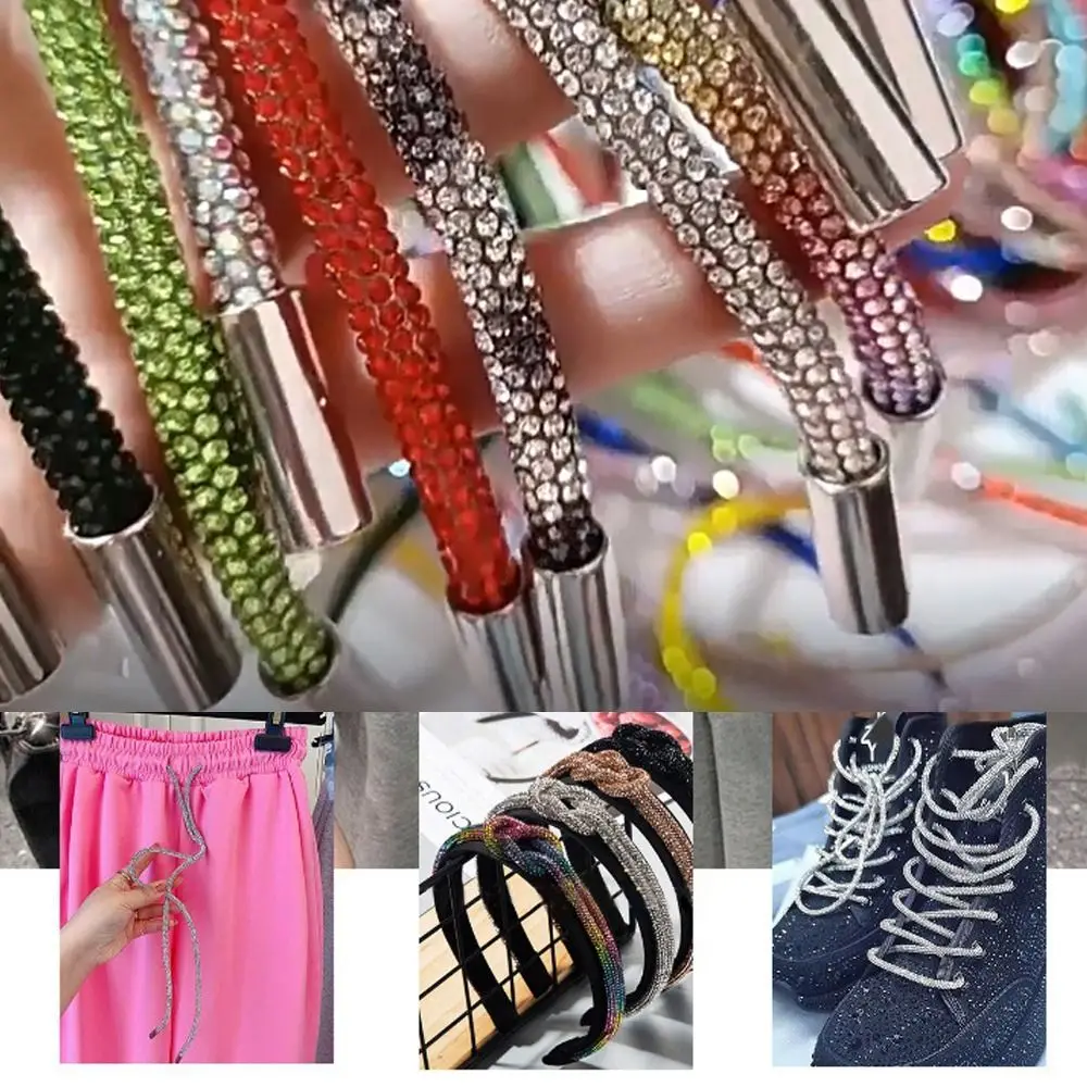 Replacement Accessories Hoodie Trouser Sweatpant Diamond Rope Bright Crystal String Shiny Round Cord Rhinestone Drawstring