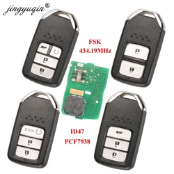 Jingyuqin 2/3/4 BTN llave de coche inteligente remota 434Mhz FSK para Honda Greiz Fit City Jazz XRV Venzel HRV CRV ID47 CHIP