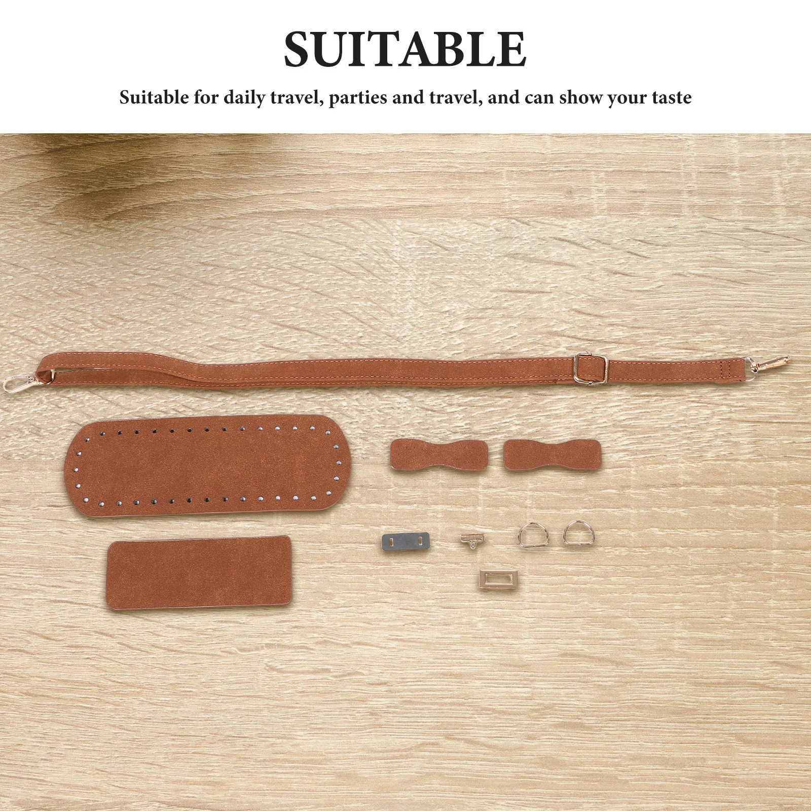 1Set Vintage Style PU DIY Bag Craft Kit Purse Handles Shoulder Straps Adjustable Crossbody Handbag Making Kit