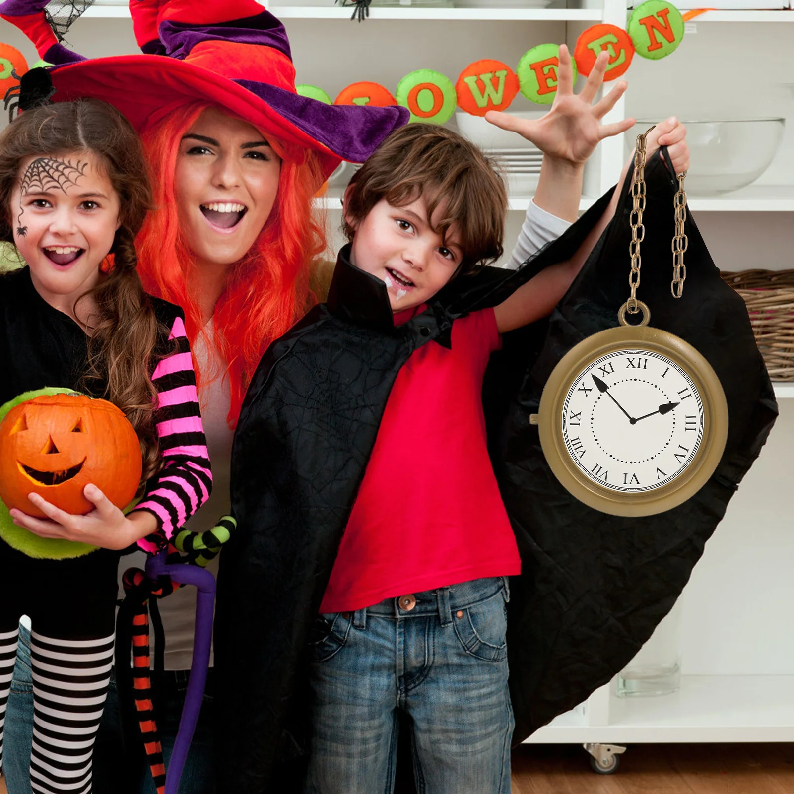 

Gold Clock Necklace Durable Hanging Neck Clock Ideal for Halloween Cosplay Party Costume Decorative Fashion Jewelry