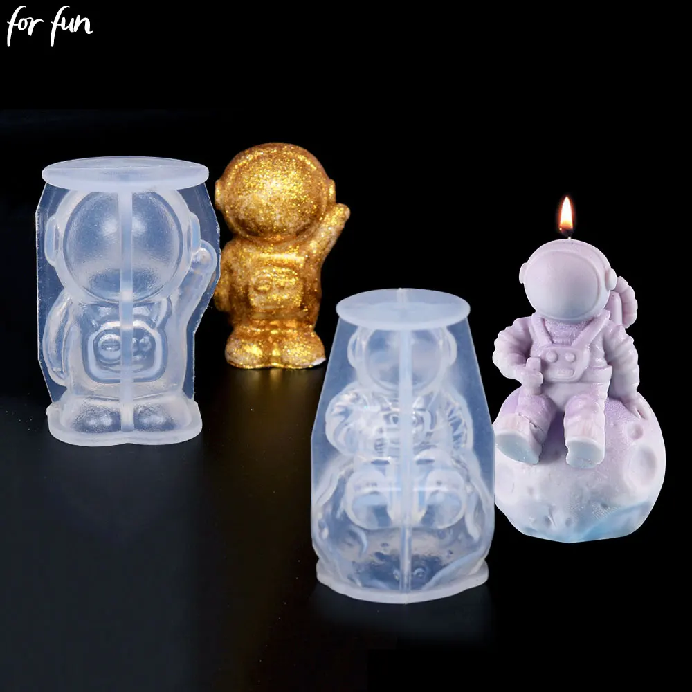 

For Fun Astronaut Sculpture Candle Silicone Molds DIY Lunar Human Aromath Soap Cosmonaut Chocolate Cube Mould Home Decoration