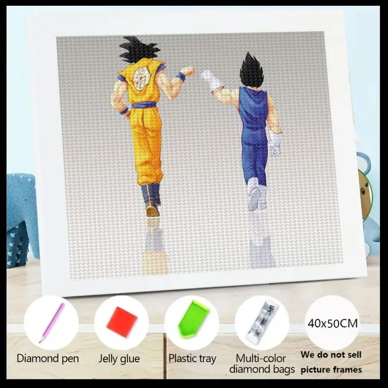 

1 шт. 5D DIY Набор алмазной живописи, Dragon Ball Z (DBZ) Goku & Vegeta Fist Bump Аниме Персонаж Искусство, Полная дрель Круглый Кристалл Рейн