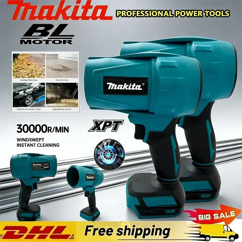 

Электрическая воздуходувка Makita Turbo с аккумулятором, 30000 об/мин, мощный турбовентилятор с подсветкой, инструмент для чистки автомобиля