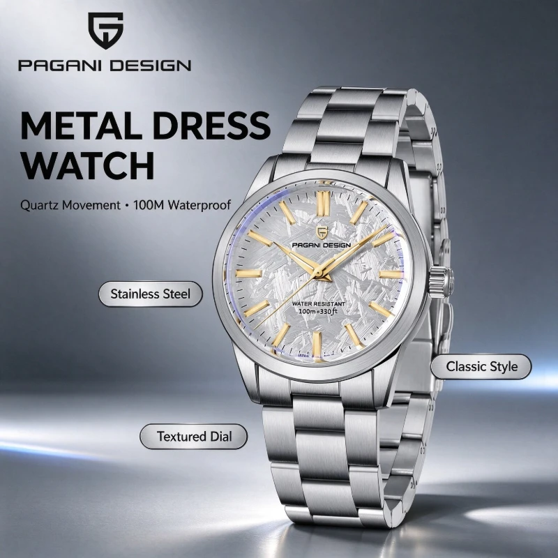 PAGANI DESIGN 40MM Men's Quartz Watch, Ultra Thin Luxury Wristwatch for Men, AR Coated Sapphire Crystal, Fashion Casual Male Wat