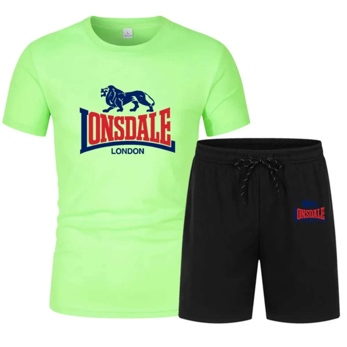 Summer Men's Sports Suit: Quick-drying T-shirt + Breathable Sports Shorts, Men's Running Pants Set, LONSDALE