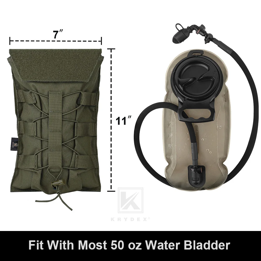 KRYDEX 500D Tattico 50 oz Idratazione Carrier MOLLE Pouch Modulare 1.5L Borsa per vescica d'acqua Confezione Caccia Escursionismo all'aperto Accessori