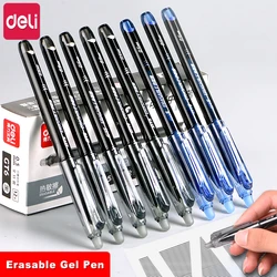 Deli Erasable Gel Pen Porous-Point Pens 0.5mm Black Blue Ink Refill With Heat-sensitive Erasable Erasers for Kids Writing pen
