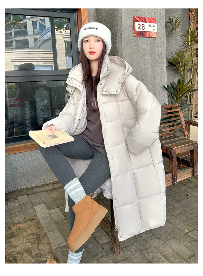 Winter Warmth Women's Mid-Length Down Cotton Jacket Over-the-Knee Parkas New Loose Quilted Coat Thickened Outerwear Trendy Tops