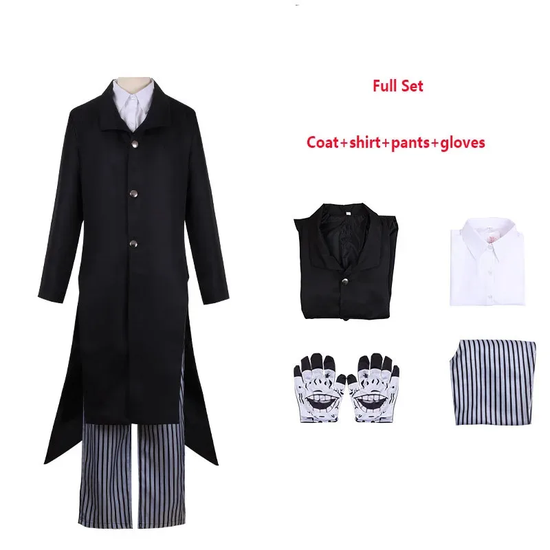 أنيمي القاتل Enmu تأثيري حلي شعر مستعار حلم الكبار الأسود موحدة مجموعة معطف قميص السراويل قفاز حفلة الهالوين الرجال Bla الملابس cm;5