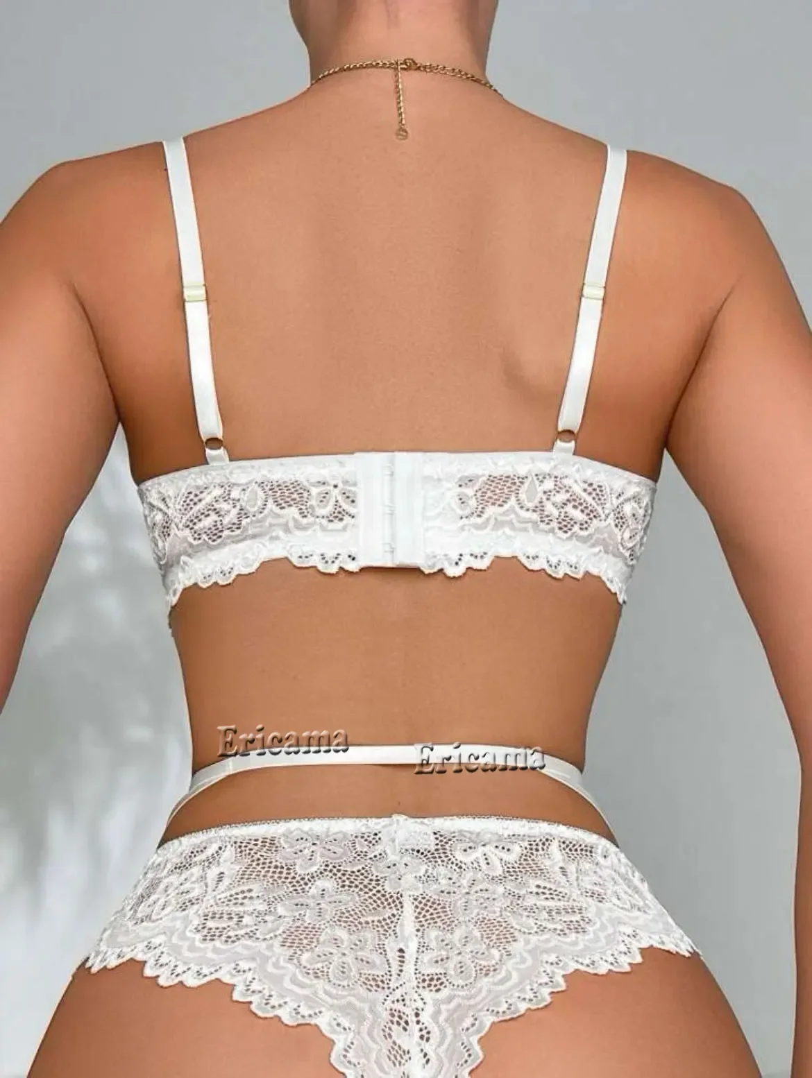 Underwire Push Up Bra Set erotis intim tali Set Lingerie renda Bodysuit wanita Backless kostum seksi