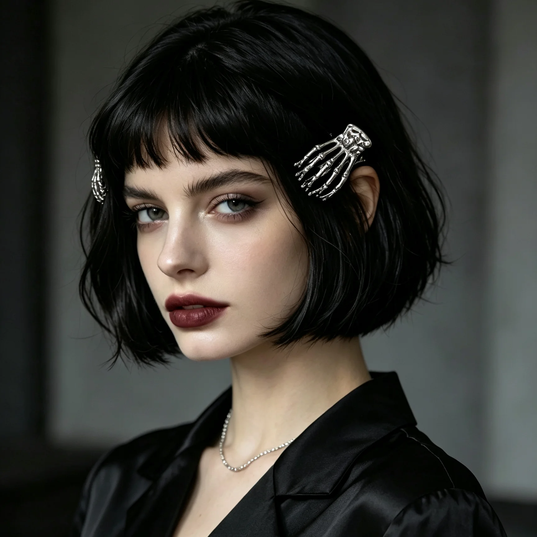 Gothic Punk Skull Skeleton Hand Hair Claw Clips for Women Halloween Cosplay Metal Bone Clamp Clip Mini Hair Grip Hair Accessory