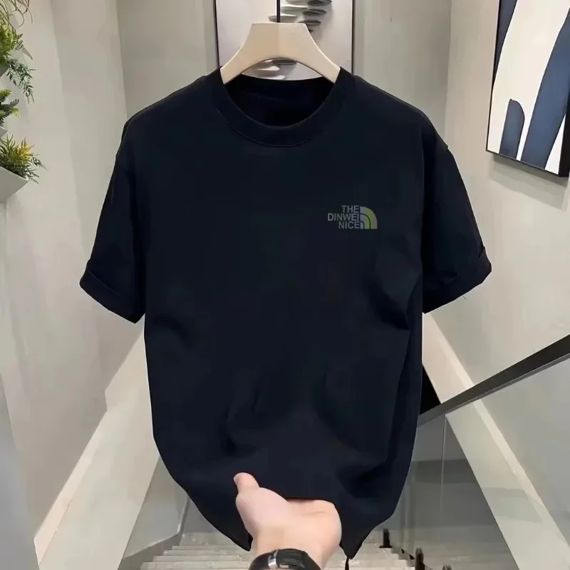 

New Summer Men's Pure Cotton Printed T-Shirt Neutral Luxury Fashion Casual Short Sleeve Top Activewear Clothing