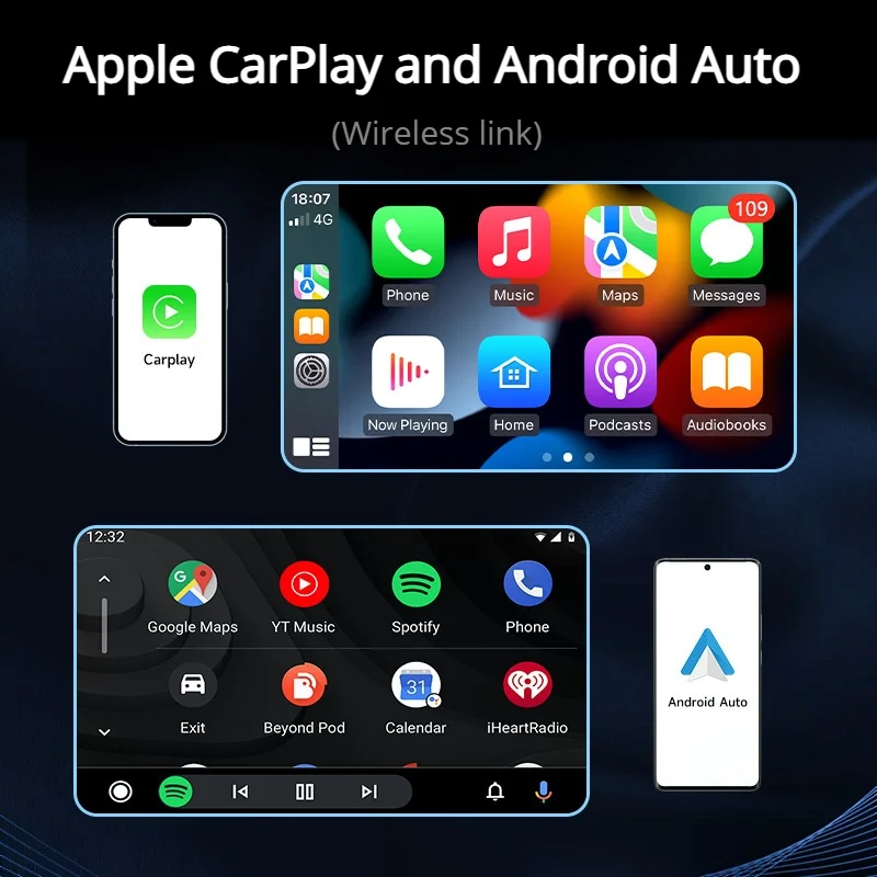 

2026 Новый портативный беспроводной экран CarPlay 7 дюймов/10,26 дюйма с HD-дисплеем, камерой заднего вида и навигацией