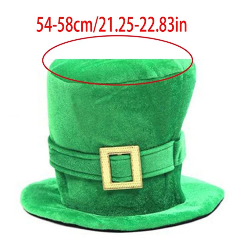 Traje vestir para o dia StPatricks, 4 peças, trevo verde, chapéu alto, meias luvas, conjunto para celebração do dia