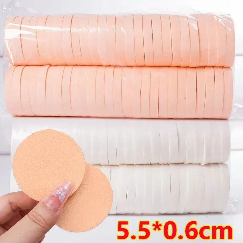 Soffio di polvere di forma rotonda 60 pezzi asciutto bagnato doppio uso trucco spugna colore della pelle cuscino d'aria soffio cosmetico fondotinta spugna strumenti di bellezza