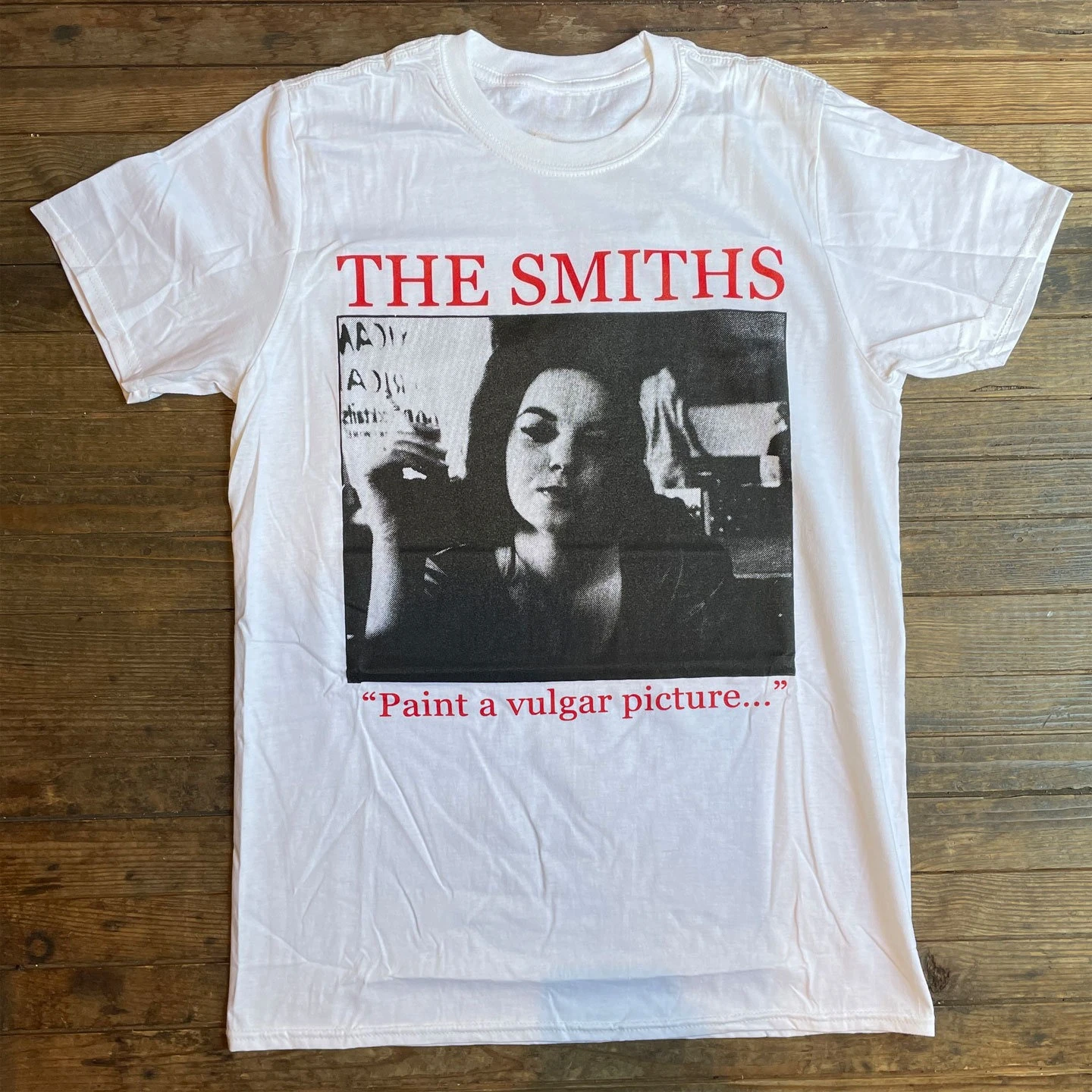 Camiseta de Verano para Mujer, Talla Grande, Estilo Vintage, Estampado The Smiths, Algodón Transpirable, Elegante, Versátil, Estilo Urbano, Holgada