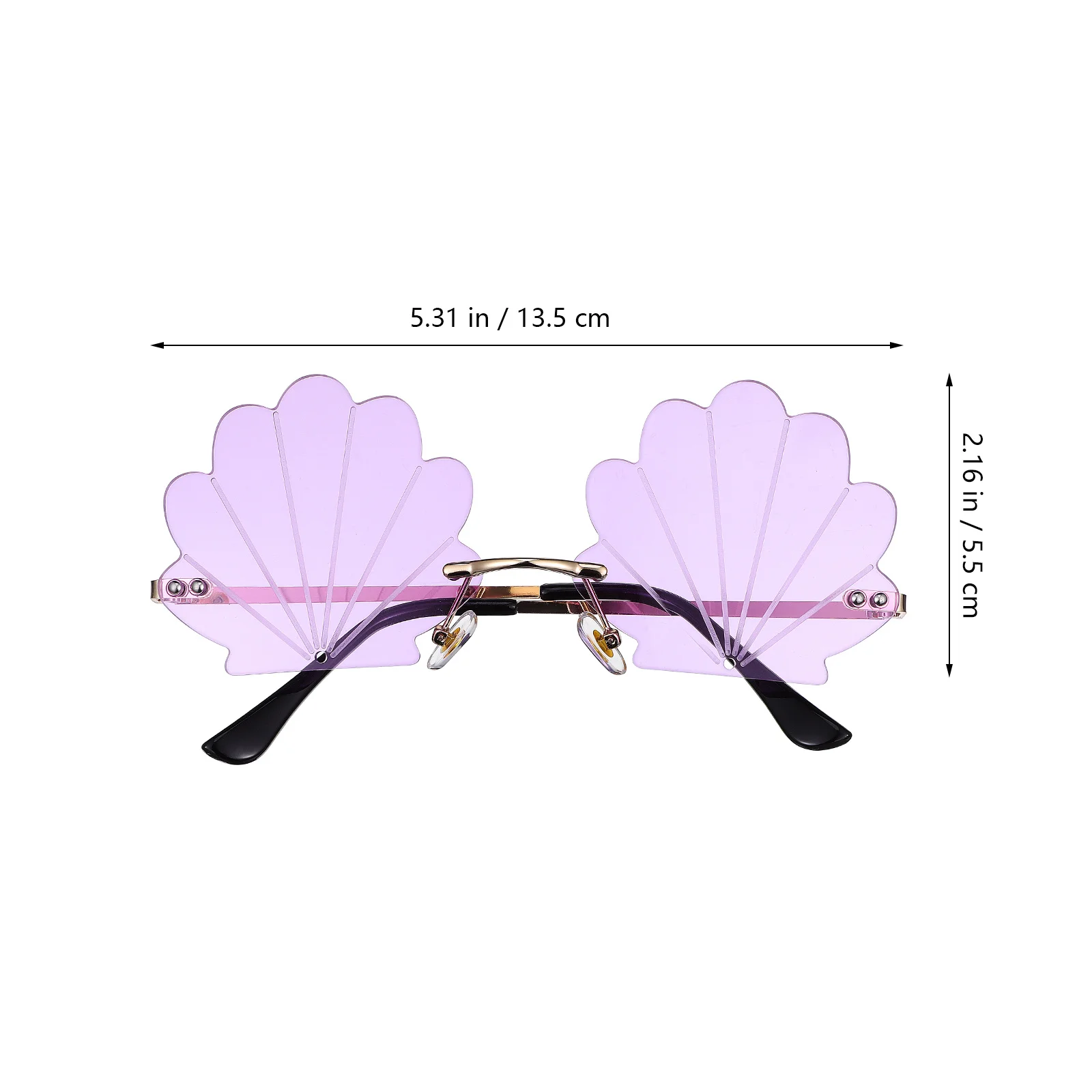 2 stuks gouden frame shell zonnebril frameloos ontwerp lichtgewicht comfortabele schelp zonnebril voor vrouwen feest foto rekwisieten