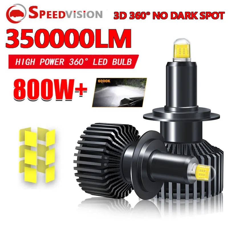 

H7 LED 360 Canbus 800W H4 H11 H1 9005 H3 9006 HB4 H8 9012 HIR2 LED Headlights 350000LM Projector Lens Car Headlamp Bulb Fog lamp